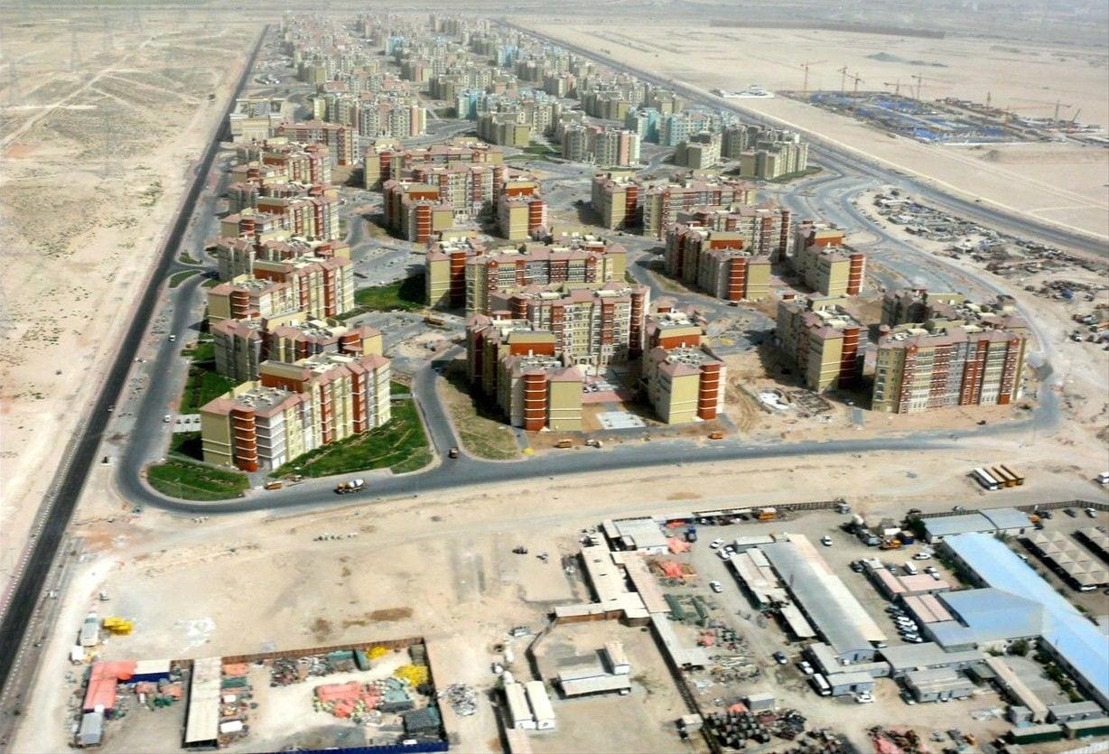 Aerial view of the low-rise apartment clusters of Discovery Gardens